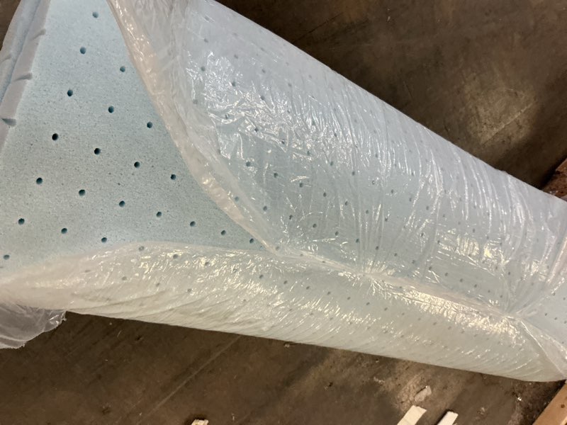 Condition photo showing As Is for Best Price Mattress 3 Inch Ventilated Memory Foam Mattress Topper, Cooling Gel Infusion, CertiPUR-US Certified, Dorm Essentials, Queen Queen 3 Inch