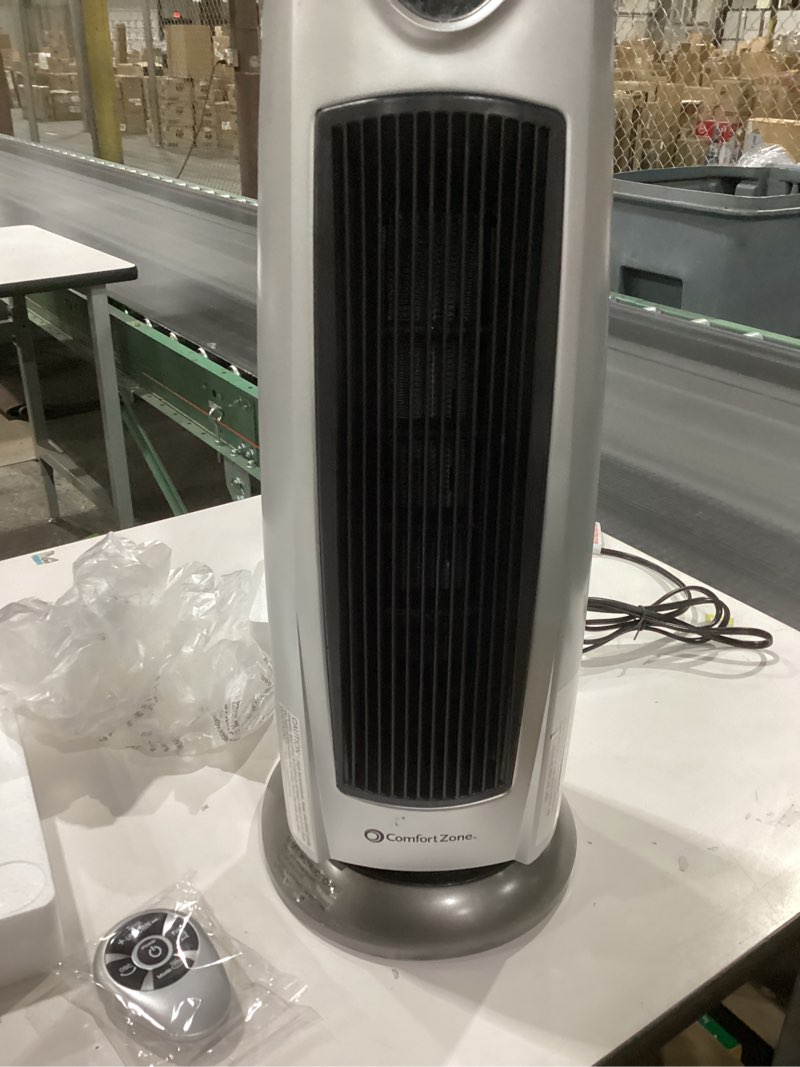 Condition photo showing As Is for Comfort Zone Portable 1500W Ceramic Oscillating Digital Tower Space Heater