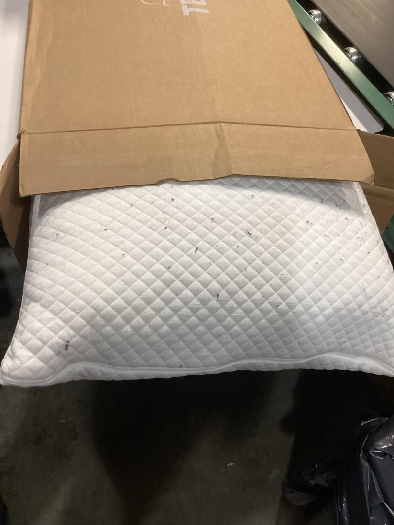 Condition photo showing As Is for DreamyBlue Signature Pillow w/Adjustable Loft • Shredded Memory Foam Fill • Neutral Alignment for Side, Back, and Stomach Sleepers • Washable Bamboo Rayon Cover • CertiPUR-US Certified Foam (King) King (Pack of 1)