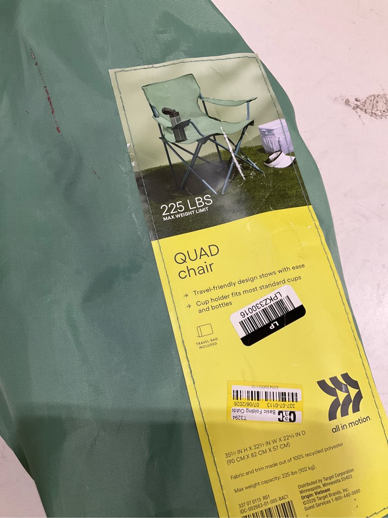 Condition photo showing Good Condition for basic folding outdoor portable camping chair green - all in motion™