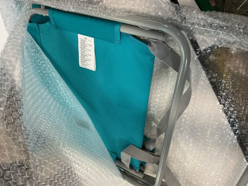 Condition photo showing Good Condition for #wejoy folding beach chair for adults, lightweight beach chair with shoulder straps, high back camping chairs with hard armrest, supports 300lbs for outdoor lawn concert classic #c 1 pack cyan