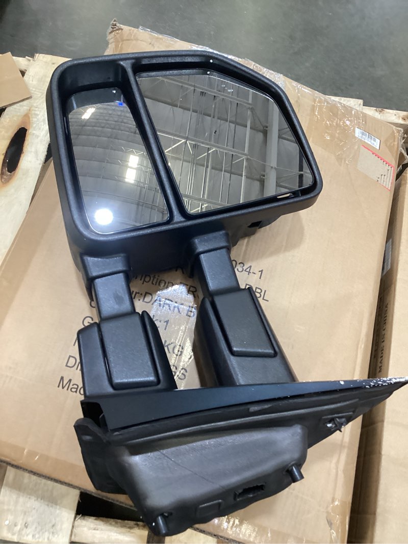 Condition photo showing Good Condition for right passenger side tow mirror fits for 2023 2024 ford f250 f350 f450 f600 support power glass adjust heated manual folding with turn signal light temperature sensor bsm signal light