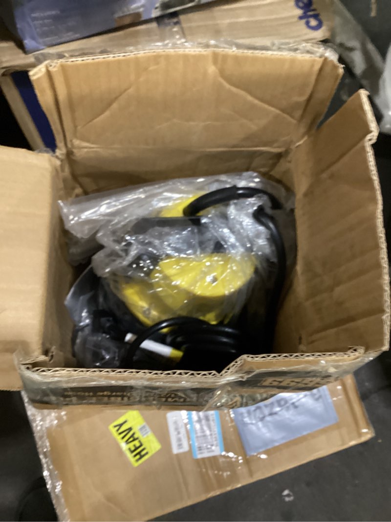 Condition photo showing Good Condition for 6500gph powerful sump pump with 1-1/2”backwash hose pvc lay flat discharge hose 1.5hp sewage effluent pump with float switch 16ft power cord for flooded house, sump pit, pond water removal