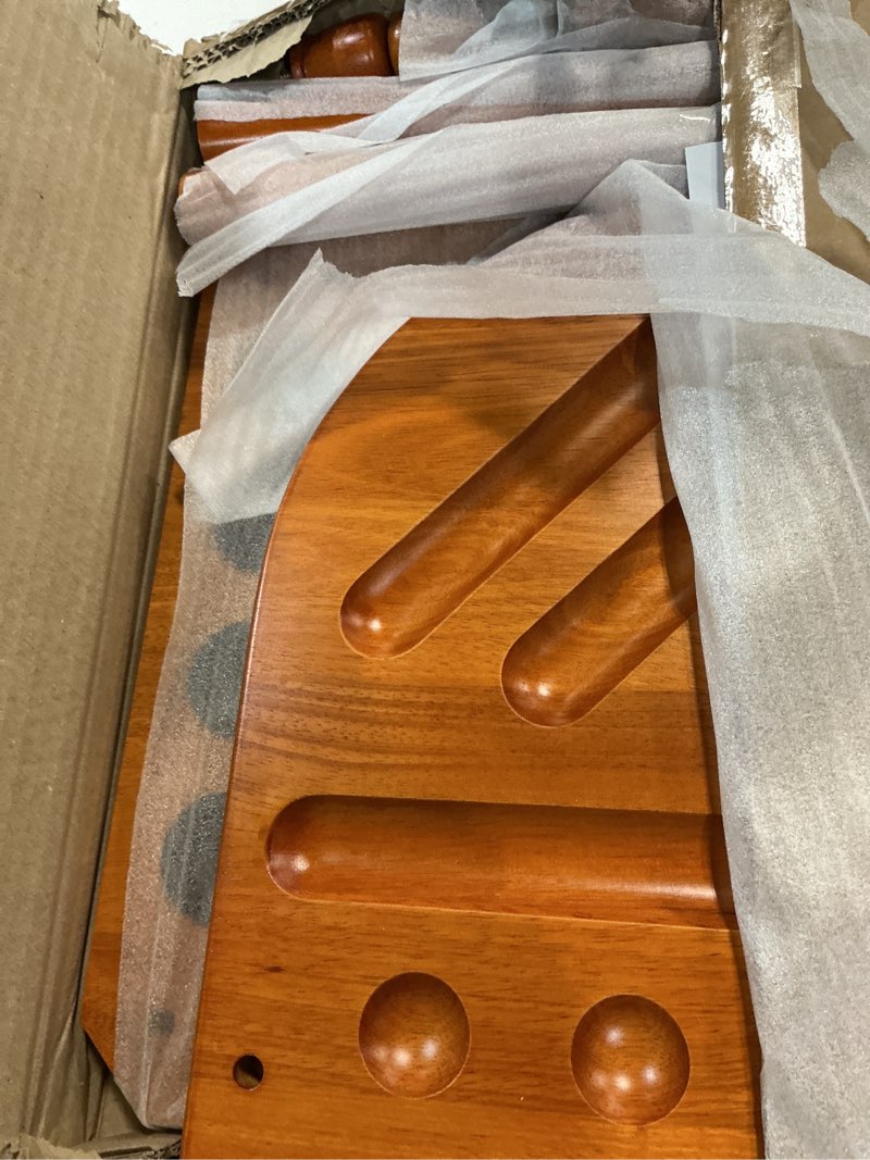 Condition photo showing Good Condition for Floor Pool Cue Rack Hold 8 Cue Sticks & Billiard Accessories. Corner Stand Pool Cue Holder Made of 100% Solid Hardwood. Provided Ball Rack Hook. CUE RACK ONLY (Classic Oak)