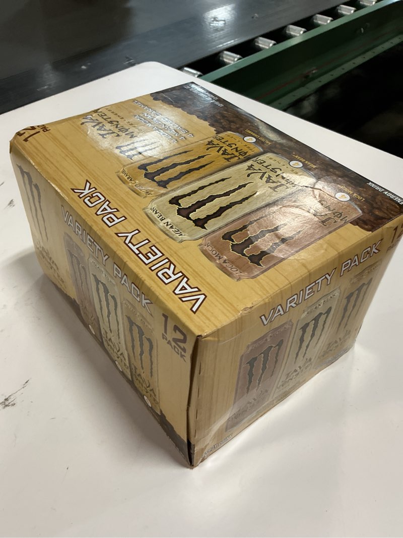Condition photo showing New/Like New for (It has no expiration date)Monster Energy Java Monster Variety Pack, Java Monster Mean Bean, Java Monster Loca Moca, Java Monster Salted Caramel, Coffee + Energy Drink, 15 Ounce (Pack of 12)