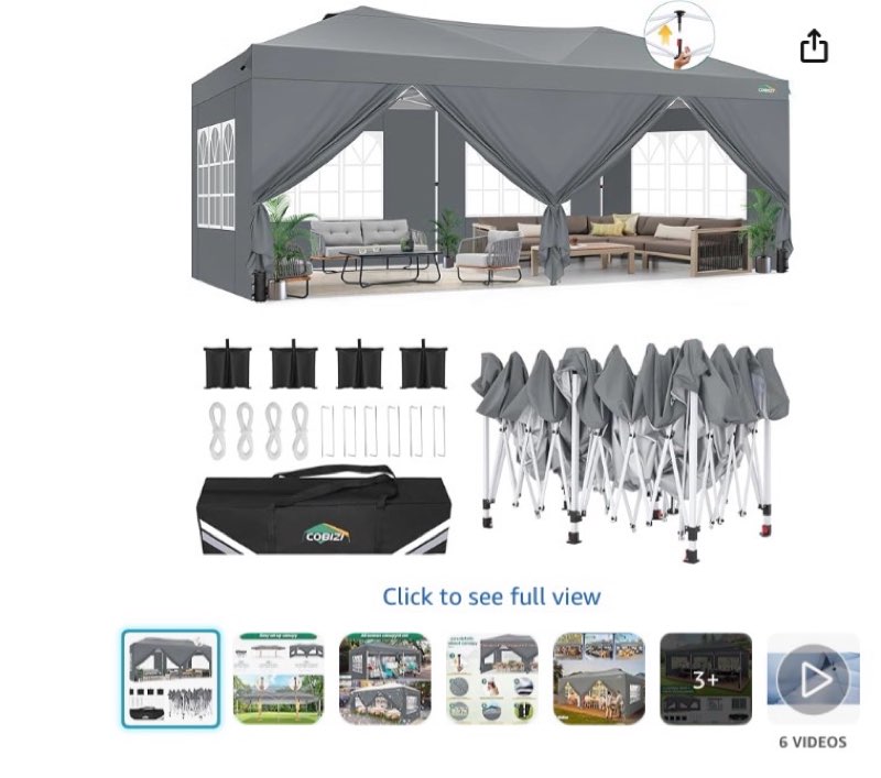 sanway 10x10 pop up canopy tent, one push setup, heavy duty portable for beach camping parties with 