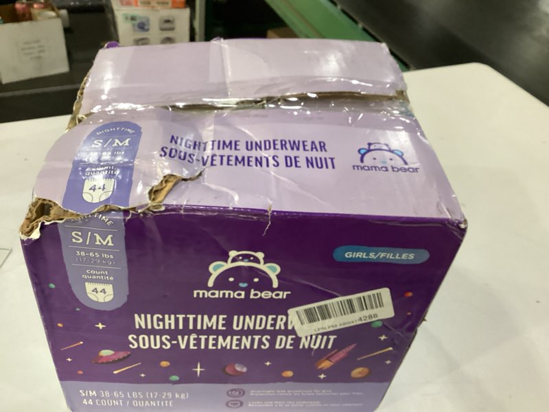 Condition photo showing Good Condition for Amazon Brand - Mama Bear Girl's Nighttime Underwear for Bedwetting, Overnight Protection, Hypoallergenic, Size S/M (38-65 lbs), 44 Count, White