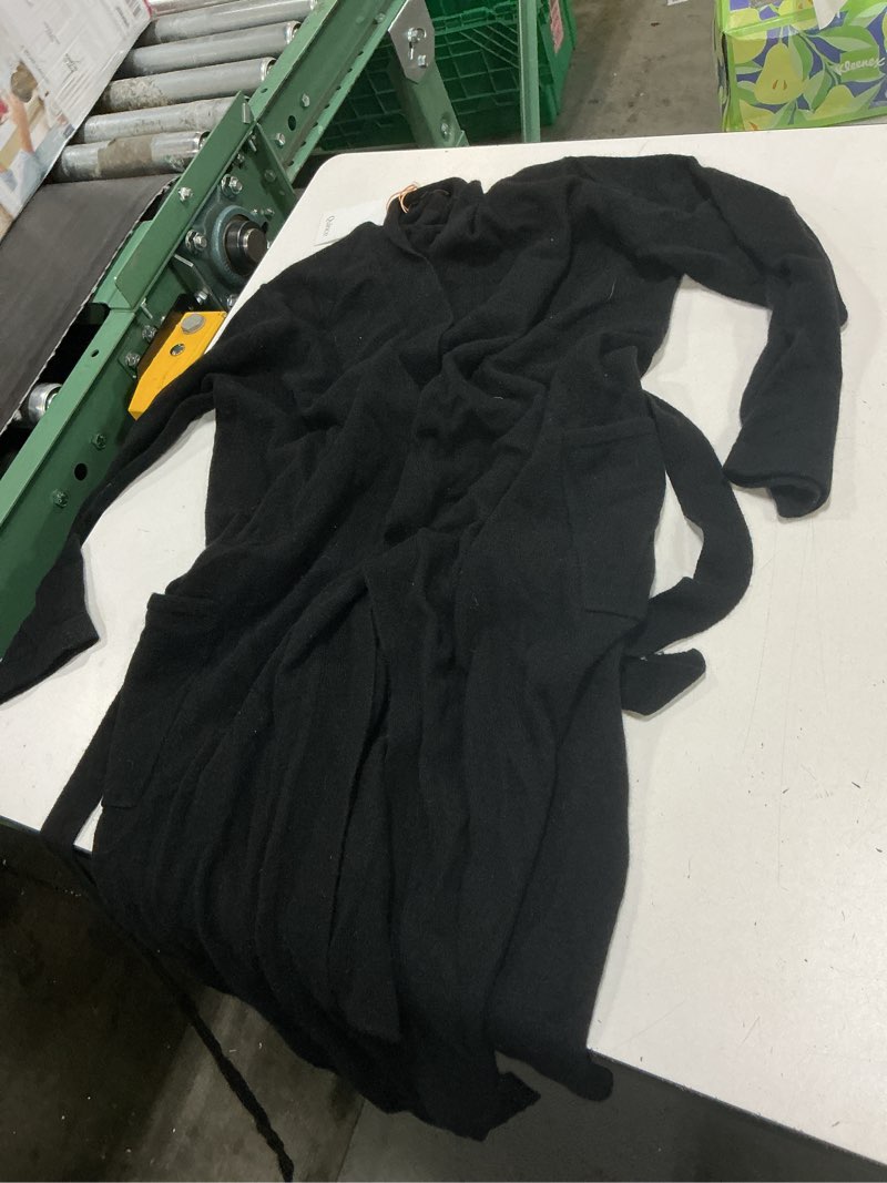 Condition photo showing As Is for quince mongolian cashmere duster cardigan black size m 