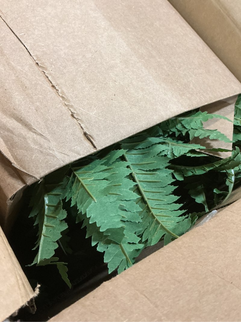 Condition photo showing Good Condition for Nearly Natural 22" Boston Fern Artificial Plant In Sandstone Planter, Green