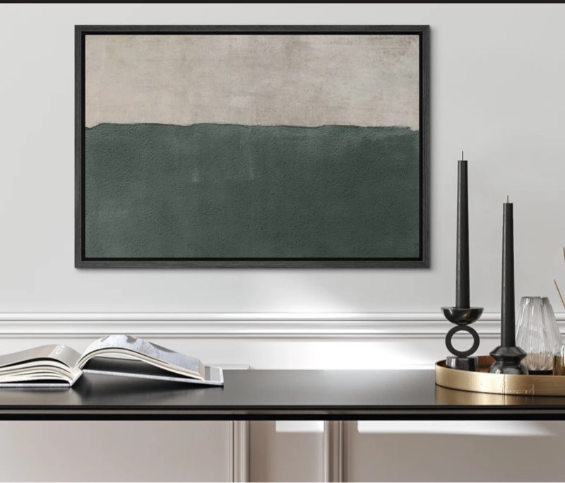 Minimal Landscape Pastel Green Modern Contemporary Art Chic Minimalist Room Decor Framed On Canvas Print Wall Art