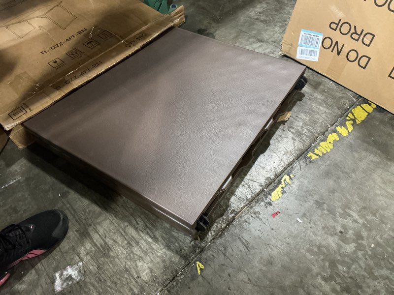 Condition photo showing Good Condition for folding table 4ft heavy duty plastic table with handle, foldable&portable, fold-in-half utility tables for outdoor, dining, wedding, events, indoor, picnic, camping, party, brown brown 4ft