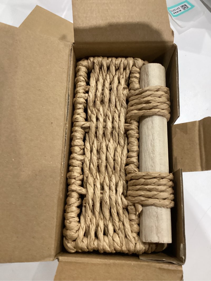 Condition photo showing Good Condition for CubesLand Scalloped Napkin Holder for Bathroom Decor, Paper Rope Flat Napkin Dispenser Guest Towel Tray for Bathroom, Farmhouse Warm Napkin Holder for Table Dining Room Home Kitchen Decor, Neutral Neutral Guest Towel