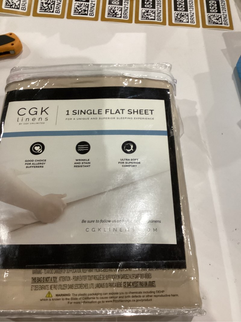 Condition photo showing Good Condition for King Size Flat Sheet - Hotel Quality Top Flat Bed Sheet Only - Ultra-Soft, Comfy, Breathable & Cooling - Fade & Wrinkle Free - Easy-Care, Stain & Shrink Resistant Bedding - Easy-Fit & Oeko-Tex - Cream King 10 - Cream