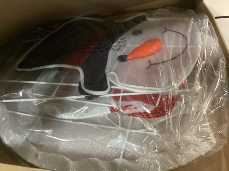 Condition photo showing New/Like New for Lighted Snowman Christmas Decorations, Pre Lit White Neon Light Snowman Light Up Collapsible Snowman Christmas Decorations for Indoor Outdoor Garden Yard Lawn Holiday Party Decor