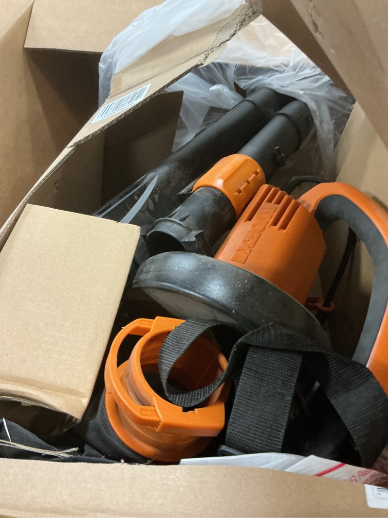 Condition photo showing As Is for WORX WG509 12 Amp Trivac, 3 in 1 Electric Leaf Blower, Leaf Vacuum & Leaf Mulcher for Lawn Care 350CFM Blower/Vac/Mulcher