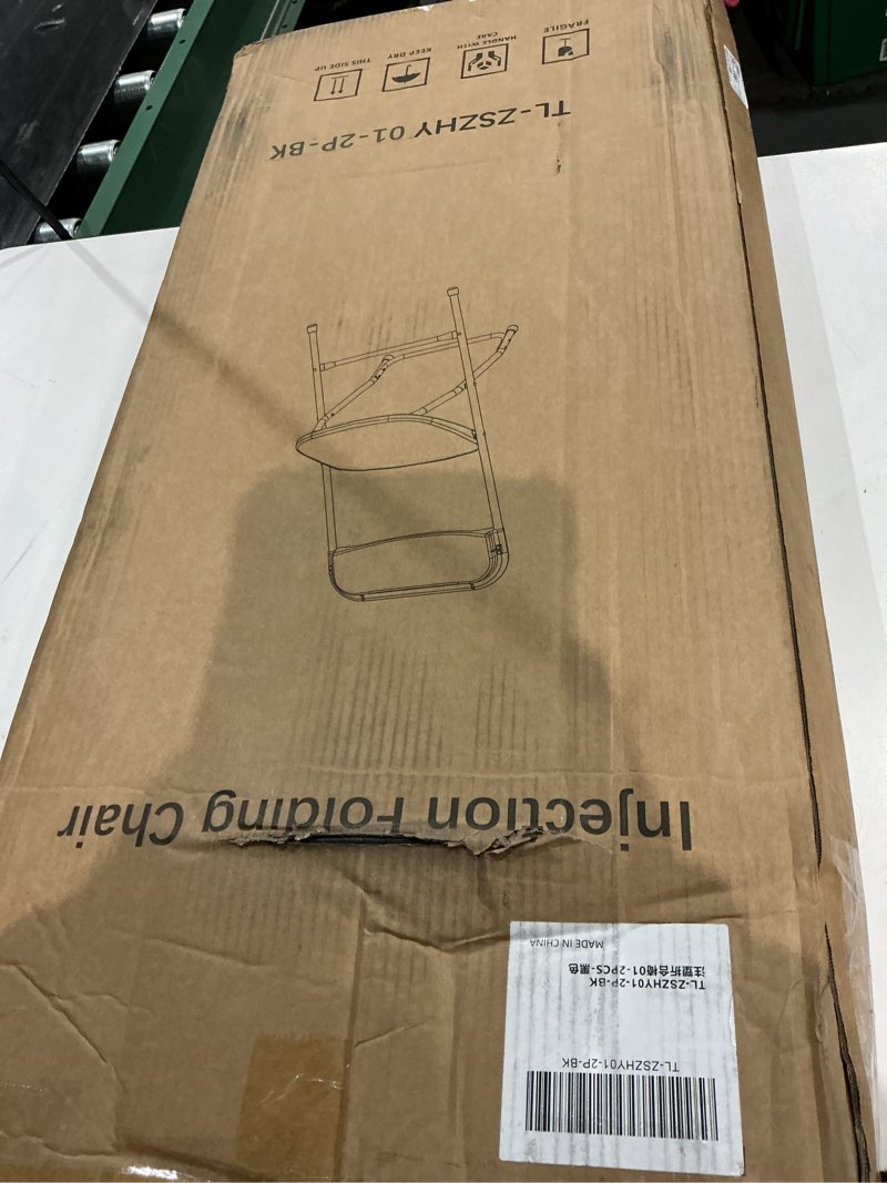 Condition photo showing New/Like New for black folding chairs 2 pack, plastic folding chairs for outside, heavy duty foldable chairs, sturdy metal folding chairs, 350 lbs capacity, for patio, garden, party plastic black 2 pack