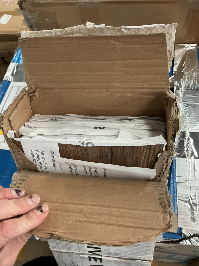 Condition photo showing Good Condition for Peel and Stick Floor Tile, INMOZATA 36-Pack 54 Sq.Ft Self Adhesive Vinyl Plank Flooring Wood Grain Look 36x6 Inch Waterproof Tile Sticker for Bedroom, Living Room, Kitchen, RV (Natural Walnut) 36 x 6 inches Natural Walnut 36