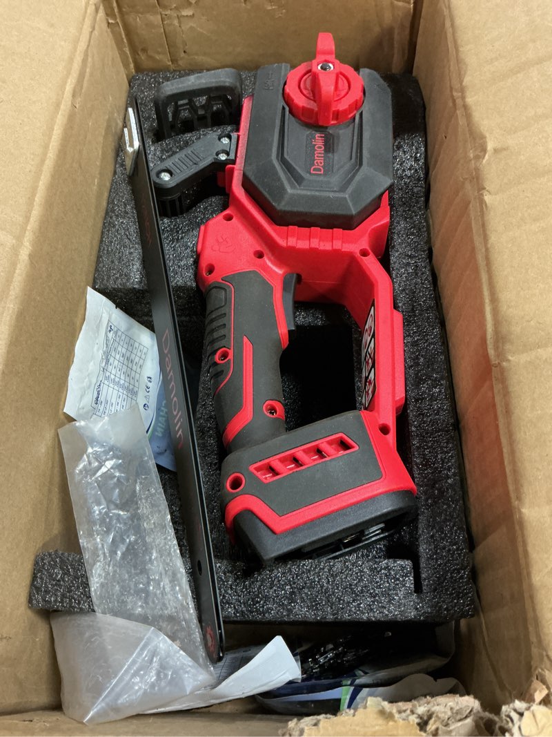 Condition photo showing As Is for 12"+16" 2-in-1 brushless electric chainsaw cordless compatible with milwaukee m18 battery, battery powered chainsaw with auto oiler, 2x 12''+16'' chains for tree/wood cutting pruning-only tool 12"&16" compatible with milwaukee m18 red