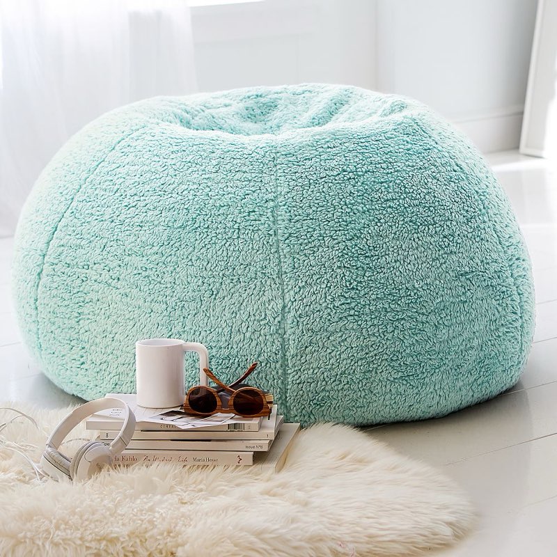 Similar to the photo reference, Large Cozy Sherpa Turqoise Beanbag Chair
