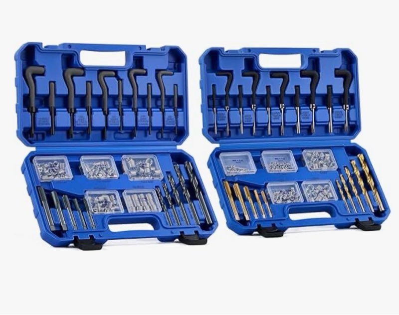 orion motor tech 344pc thread repair kit, sae and metric helicoil repair kit with hss drill bits tap