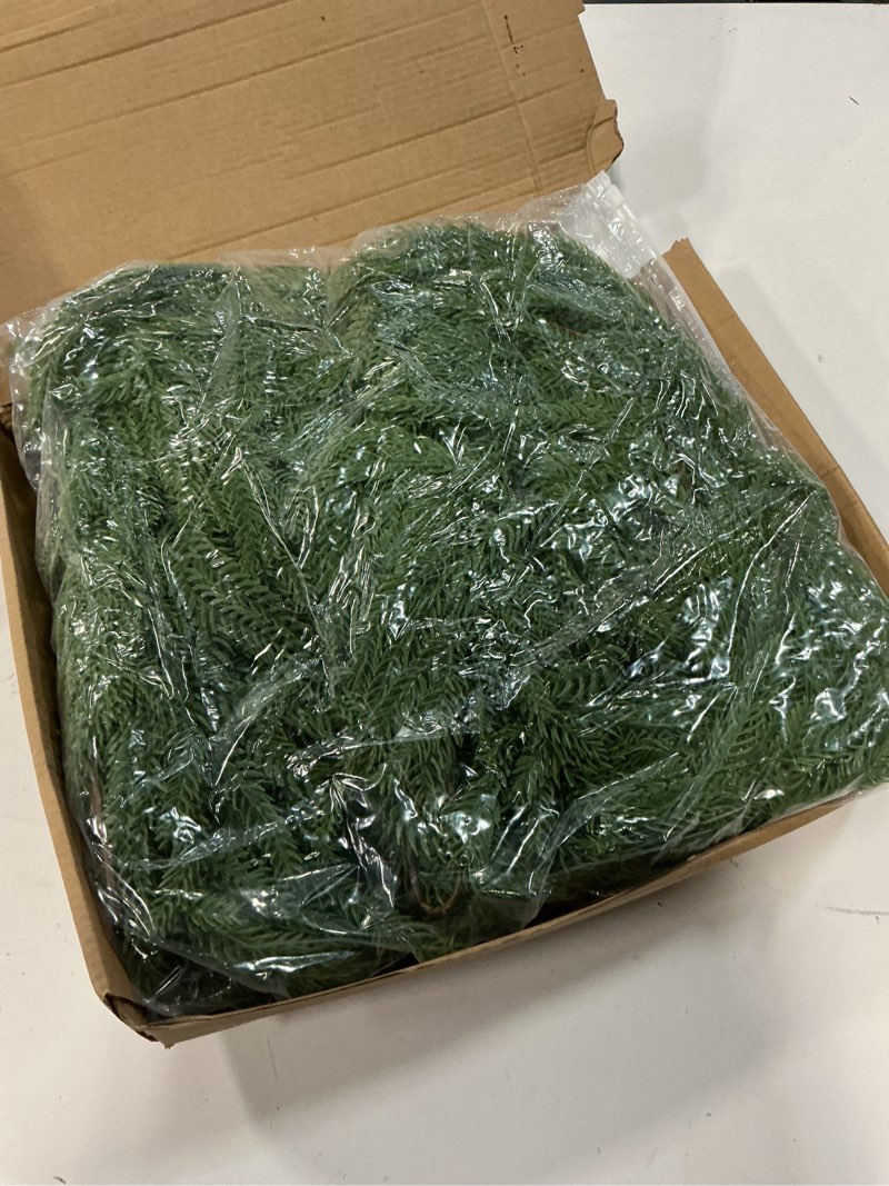 Condition photo showing Good Condition for 2PCS 6FT Christmas Garlands, Realistic Norfolk Pine Garlands Artificial Greenery Garland Faux Pine Needle for Stairs Railing Fireplace Table Decor