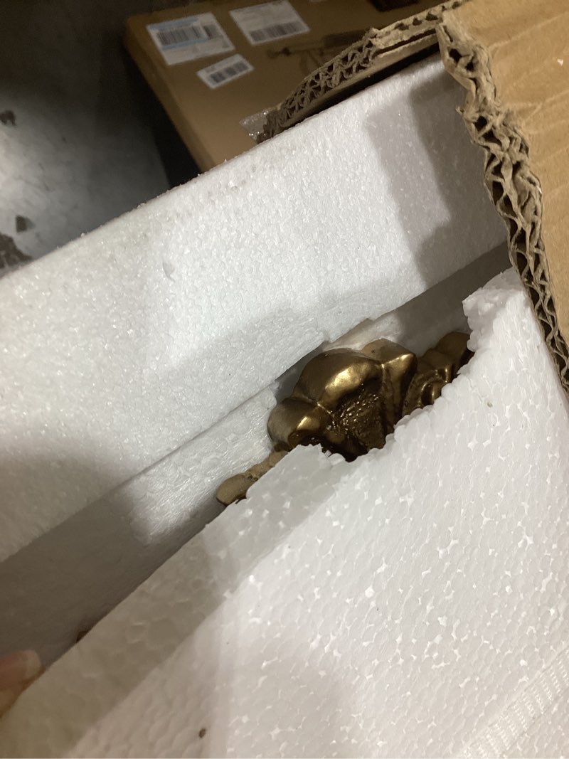 Condition photo showing New/Like New for Gold Traditional Vintage Ornate Baroque Mirror,Gold Brass Mirror for Wall,Victorian Antique Bronze Mirrors Arched for Bathroom/Living Room/Hallway/Fireplace 19"X27" Retro Gold 27"L x 19"W