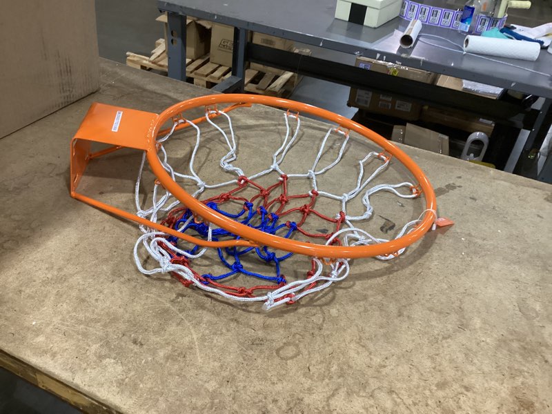 Condition photo showing Good Condition for vevor basketball rim 18", basketball hoop 44 54 inchs pc backboard wall mounted, basketball goal, indoor & outdoor with hand-crank adjustment, classic basketball court, teens, adults, schools, parks orange rim 18in