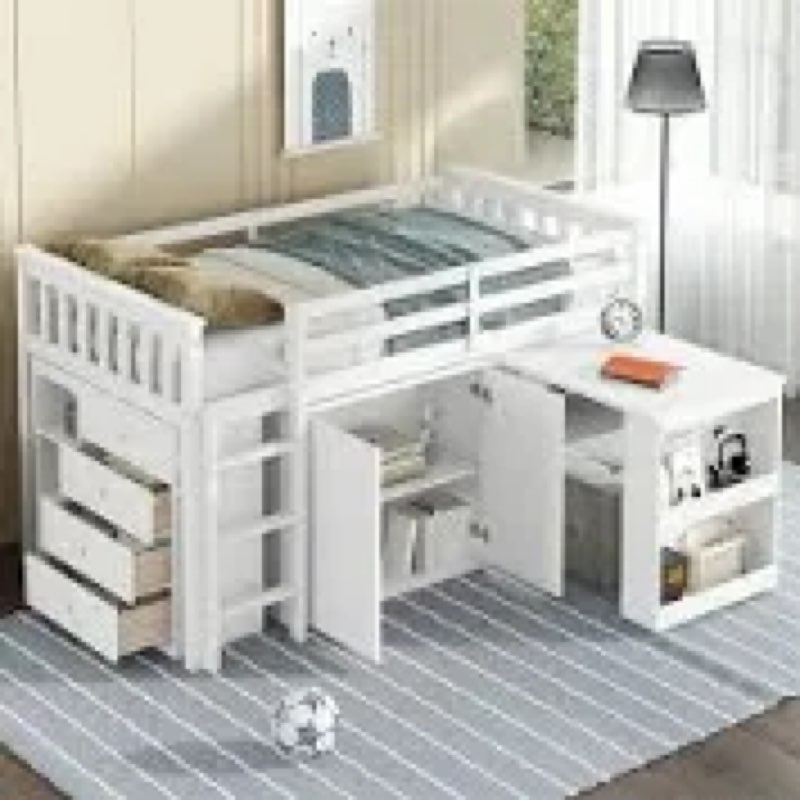 Incomplete missing boxes 2,3  twin loft bed white 