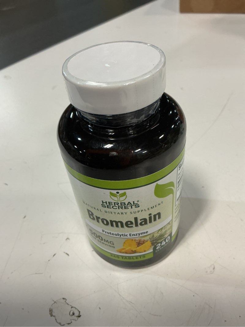 Condition photo showing Good Condition for (exp 09/2028) herbal secrets bromelain supplement 500 mg tablets supplement | non-gmo | gluten free | made in usa (240 count)