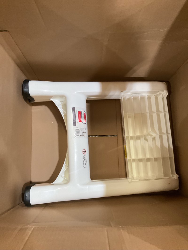 Condition photo showing As Is for rubbermaid ez step folding stool, 2-step, white 1 pack