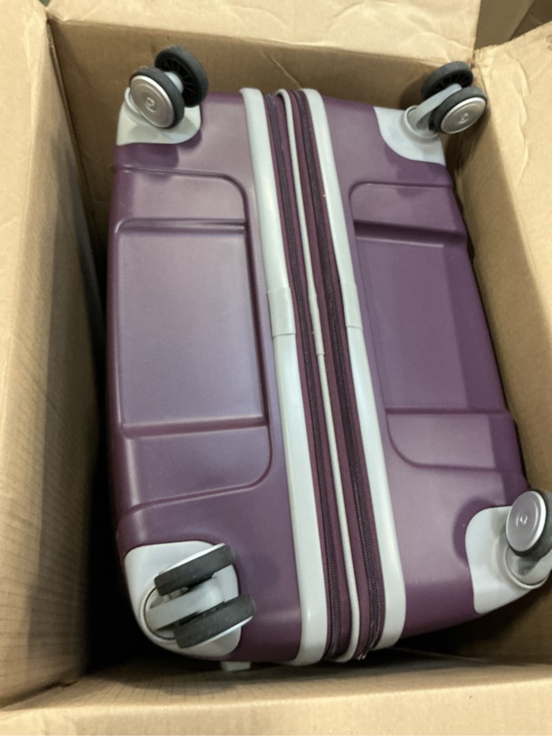 Condition photo showing Good Condition for Travelers Club Chicago Hardside Expandable Spinner Luggage, Purple, 20" Carry-On 20" Carry-On Purple