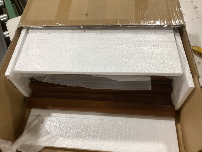 Condition photo showing As Is for Solid Wood Shoe Bench, 2-Tier Entryway Bench with Cushion and Flip-Open Storage Box, Mid-Century Modern Shoe Bench Rack for Hallway, Mudroom(Black, 21.65'') Black-storage Seat 21.65 inches