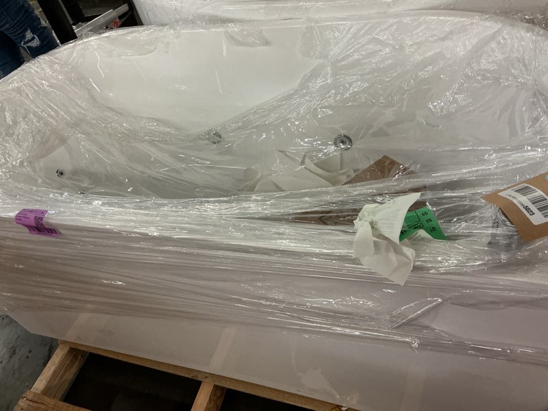 Condition photo showing Good Condition for empava upgrade acrylic whirlpool bathtub, 59 inch acrylic freestanding jetted tub, hydromassage gracefully oval shaped with 16 hydromassage jets with lumbar and neck support, black pillow 59 inch-ais36-bn
