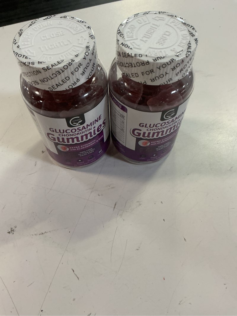 Condition photo showing Good Condition for (exp 07 / 28 / 2026 )gornvb glucosamine chondroitin gummies with msm & elderberry extra strength - flexibility support, antioxidant immune support supplement for adults, men & women - 60 chondroitin gummies (2 pack) 60 count (pack of 2)