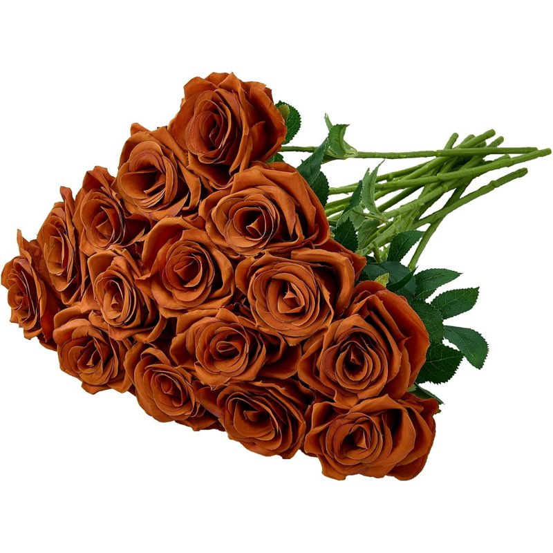 10pcs Fake Rose Artificial Silk Flowers Faux Rose Flower Long Stems Bouquet for Arrangement Wedding Centerpiece Party Home Kitchen Decor