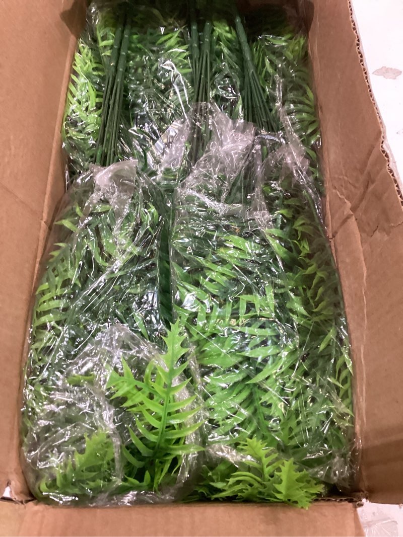 Condition photo showing New/Like New for lovemoon 12 pcs fake ferns for outdoors uv resistant faux fern plants, artificial greenery fern stmes for outside, garden porch & patio greenery decor (12, light green) light green 12