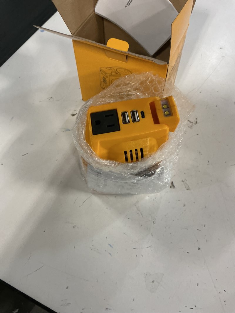 Condition photo showing Good Condition for 200w power inverter compatible with dewalt 20v battery, ecarke real 200w dc 20v to ac 110v battery inverter, portable power station generator, charger adapter powered outlet 2 usb ports &type-c&ac 200w compatible with dewalt