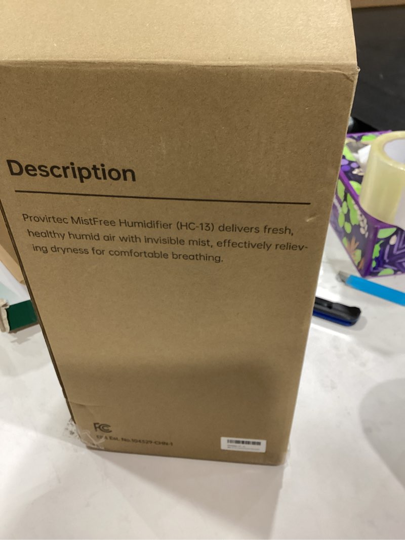 Condition photo showing Good Condition for MistFree Evaporative Humidifier for Bedroom, 3L No White Dust for Sensitive Individuals, Auto Humidity Control, Works with Tap Water, Night Light, Easy Clean Tank for Home & Small Room