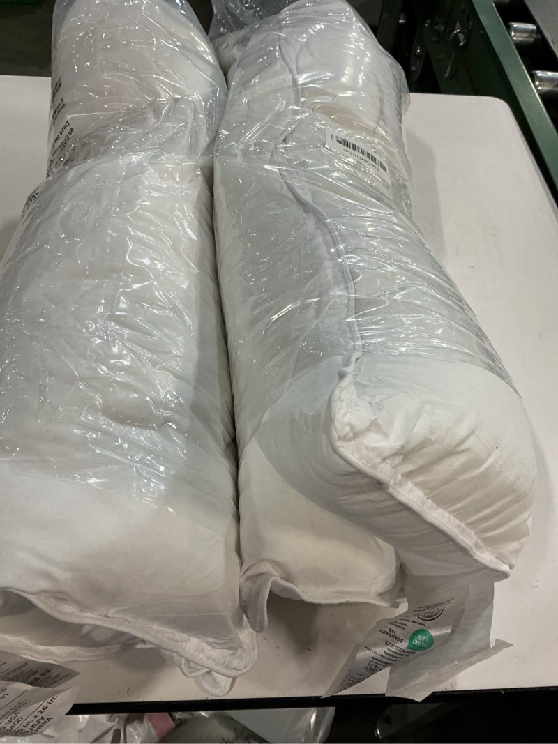Condition photo showing Good Condition for Amazon Basics Down Alternative Pillows for Stomach and Back Sleepers, Soft Density, Standard, Pack of 2, White, 26 in L x 20 in W Standard (Pack of 2) Soft Pillow