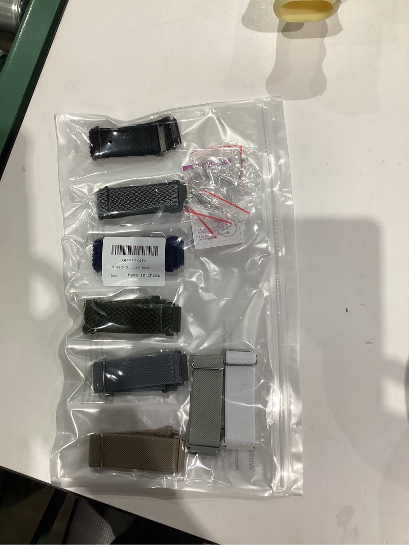 Condition photo showing New/Like New for 8 pack stretchy bands compatible with samsung galaxy watch 7 6 5 4 40mm 44mm/galaxy 5 pro 45mm/6 4 classic 46mm 42mm 43mm 47mm/active 2, 20mm nylon elastic watch strap sport wristbands for women men black/wine/smokepurple/cactus/milktea/pink/starlight/bluegrey 20mm