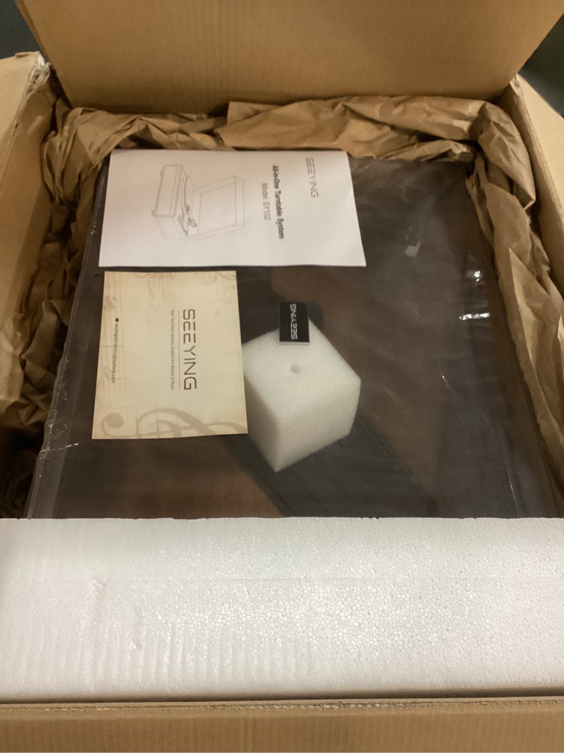 Condition photo showing Good Condition for Vinyl Record Player with Built in HiFi Speakers, Bluetooth Belt Drive Turntable for Vinyl Records with Magnetic Cartridge, Auto Stop and Warm Light Design Brown