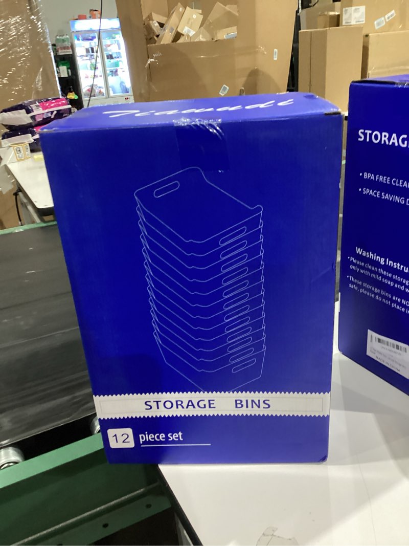 Condition photo showing New/Like New for Tiawudi 12 Pack Plastic Storage Bins, Multi-Use Organizer Bins, Pantry Organizer, Clear Storage Containers for Home, Kitchen, Office, Cabinet, Shelf and Fridge Organization