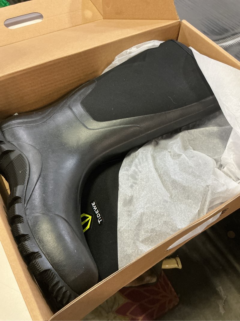 Condition photo showing Good Condition for TIDEWE Rubber Boots for Men Multi-Season, Waterproof Rain Boots with Steel Shank, 6mm Neoprene Sturdy Rubber Outdoor Hunting Boots (Black, Brown, Next Camo G2) Black 12