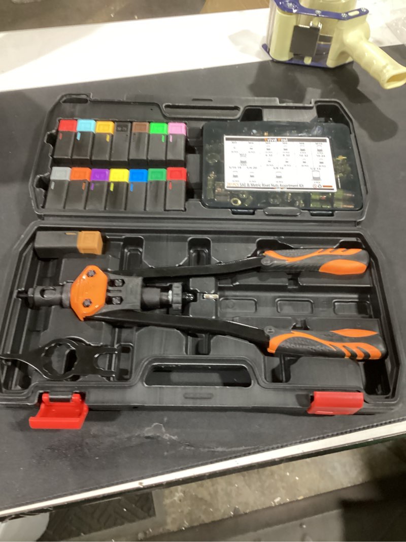 Condition photo showing As Is for 16" Rivet Nut Tool, Nutsert Rivet Nut Tool Kit with 15 Metric and SAE Mandrels, 281Pcs Rivet Nut Assortment Kit and Rugged Carrying Case