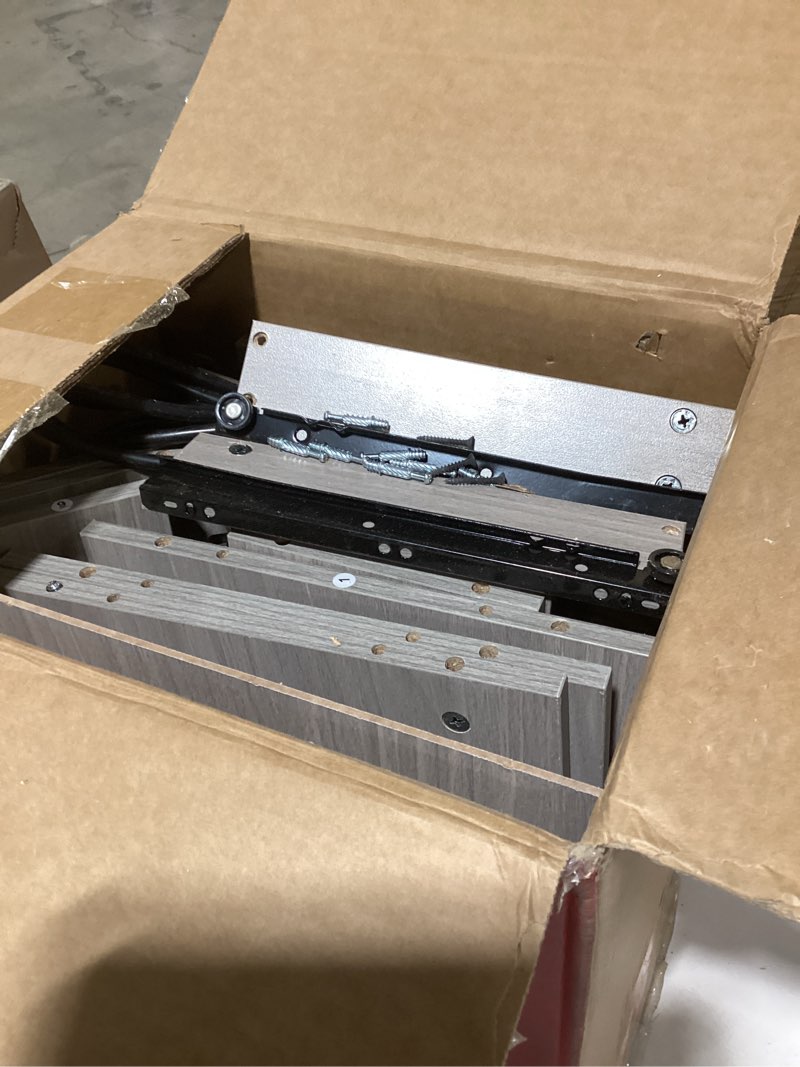 Condition photo showing As Is for Floating Nightstand Set of 2 with 2 Storage Drawers and Charging Station Wood Wall Mounted Bedside End Table Modern Night Stands Set 2 for Bedroom,Small Space,Grey Black Grey-black