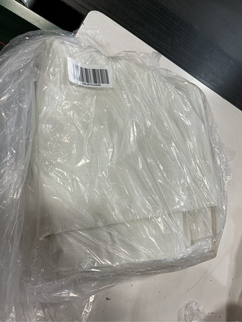 Condition photo showing Good Condition for piped edge cotton curtain - single panel, 48x96, ivory/oatmeal piping