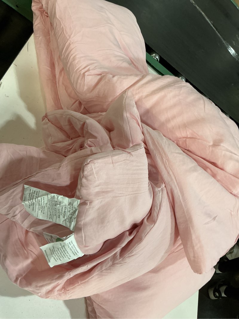 Condition photo showing As Is for (Similar )weigelia Super-Soft Micorfiber Comforter Set - Queen Size Blush Pink Lightweight Warmth Comforter for All Season Use, Machine Washable Pink Bedding Set (Comforter, 2Pillowcases) Queen Blush