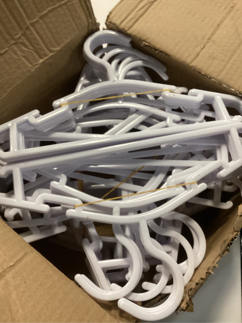 Condition photo showing Good Condition for 100 pack white baby clothes hangers,kids plastic hangers for closet,toddler,infant,child,newborn's coat hangers ideal for laundry and nursery's everyday standard use white 100