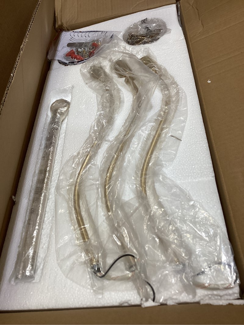Condition photo showing Good Condition for 6-light gold chandelier, candle chandeliers for dining room, vintage farmhouse chandelier light fixture for entryway, bedroom, foyer and living room gold 6-lights