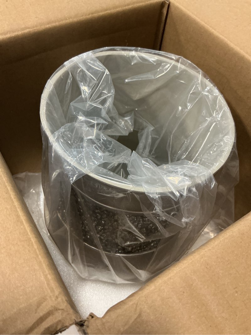Condition photo showing Good Condition for creative scents crackled glass silver small bathroom trash can 2.06 gal / 7.8l – decorative waste basket for bathroom, powder room or bedroom - durable mini wastebasket with beautiful crackled glass 1 piece